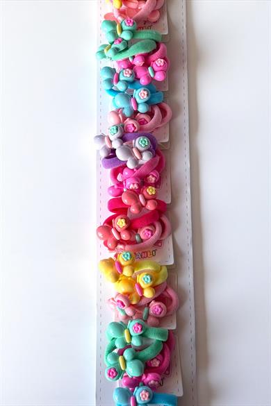 10lu Karışık Renk Kelebek Figürlü Lastik Toka Set