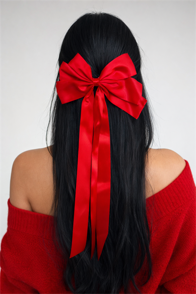 Kırmızı Renk Kurdele Detaylı Pens Toka