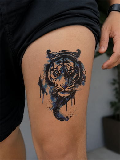 Mavili Kaplan Geçici Dövme Tattoo