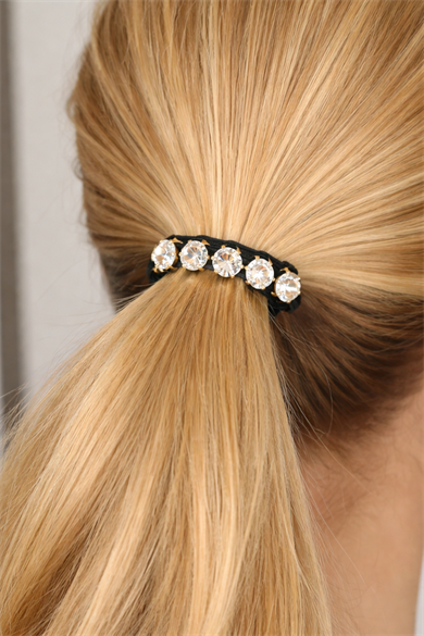 Siyah Renk Taşlı Lastik Toka