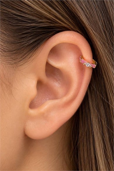 Altın Renk Taşlı Cerrahi Çelik Halka Tragus/Kıkırdak Küpe/Piercing (Tek)