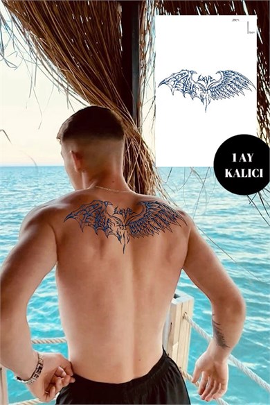 Kanat Figürlü Sonradan Kararan Yarı Kalıcı Geçici Dövme Tattoo