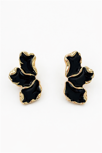 Altın Ve Siyah Renk Küpe (Çift)