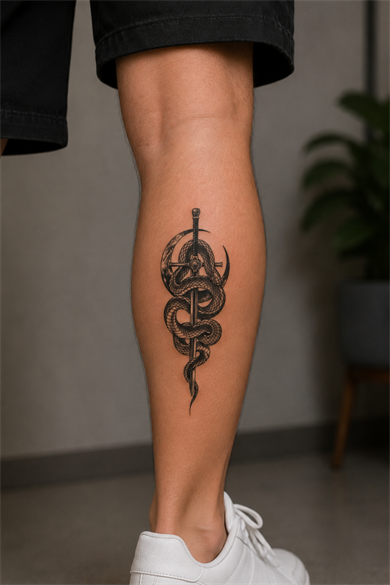 Yılan Ve Kılıç Geçici Dövme Tattoo