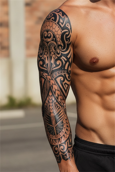 Tribal Figürlü 12 Saat Sonra Kararan Geçici Kol Dövme Tattoo