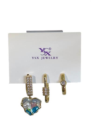 Altın Renk Taş Detaylı 3lü YSX Küpe Set