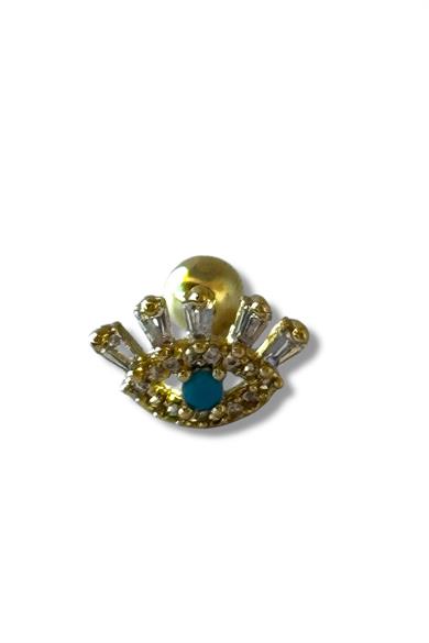 Altın Renk Göz Figürlü Çelik Tragus/Kıkırdak Küpe/Piercing (Tek)