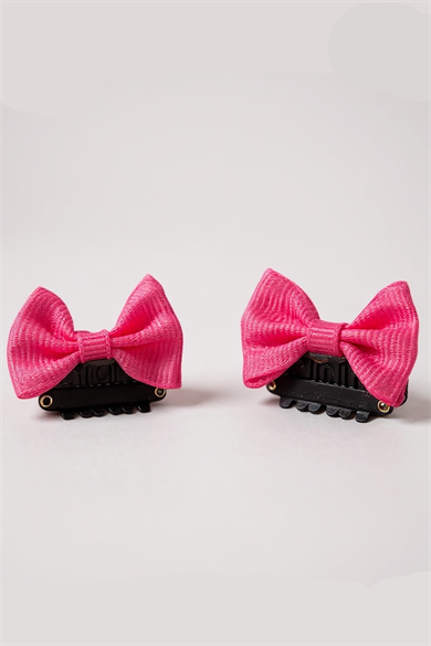 2li Fuşya Renk Kurdele Figürlü Saçsız Bebek Tokası