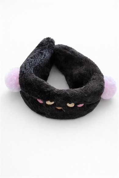 Siyah Renk Ayıcık Figürlü Peluş Kulaklık