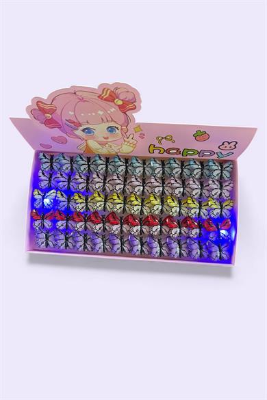 50 Adet Kelebek Figürlü Işıklı Yüzük Set