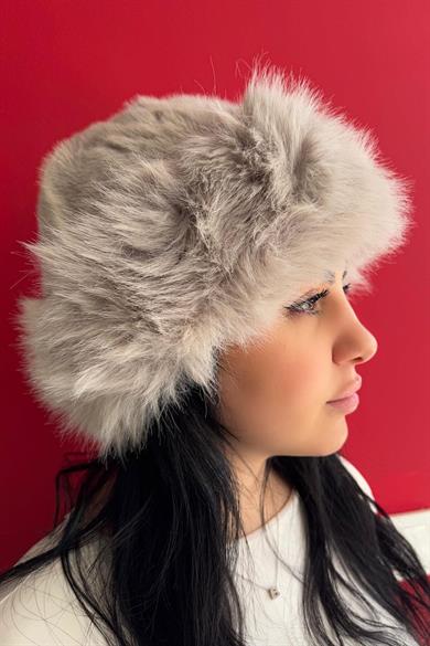 Gri Renk Peluş Şapka