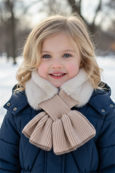 Kahverengi Çocuk Peluş Atkı