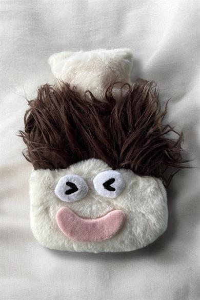 Beyaz Renk Canavar Figürlü Peluş Sıcak Su Torbası