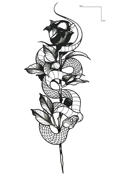 Geçici Gül Ve Yılan Figürlü Mini Dövme Tattoo