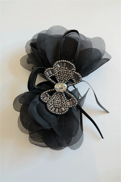 Siyah Renk Kelebek Figürlü Mandal Toka