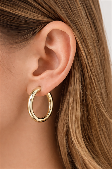 Altın Renk Halka Küpe 35Mm (Çift)