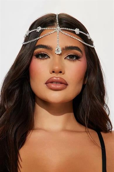 Gümüş Renk Taş Detaylı Alınlık/Kına Aksesuarı