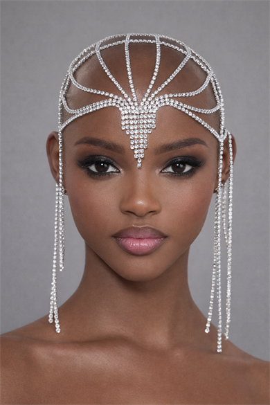 Gümüş Renk Taş Detaylı Saç Aksesuarı/Kına Aksesuarı