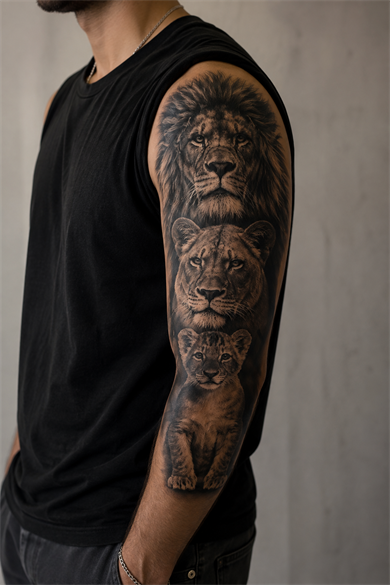 Aslan Ve Ailesi Kol Geçici Dövme Tattoo