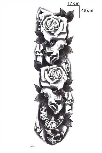Çiçek Ve Saat Geçici Dövme Tattoo