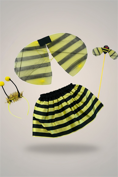 Sarı Ve Siyah Renk Arı Temalı Kanat /Asa /Taç /Etek Set