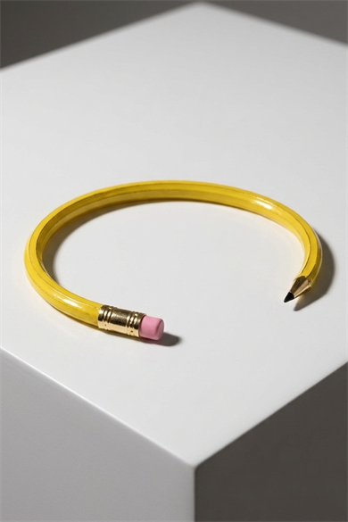 Altın Ve Sarı Renk Kalem Figürlü Ayarlanabilir Bileklik 