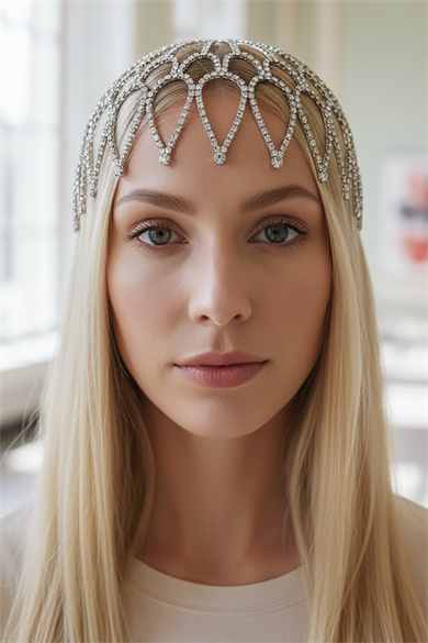 Gümüş Renk Taş Detaylı Saç Aksesuarı/Kına Aksesuarı