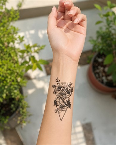 Geometrik Çiçek Mini Geçici Dövme Tattoo