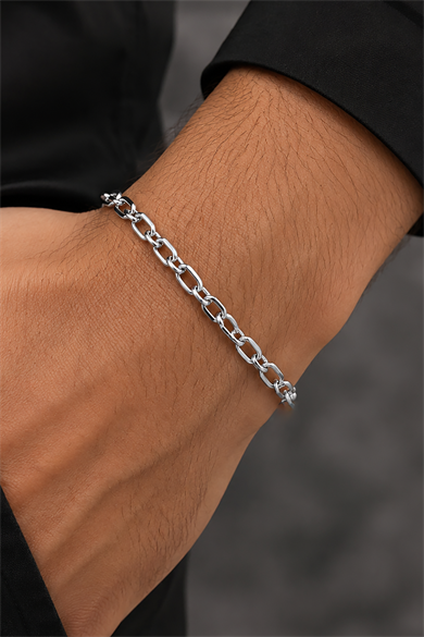 Gümüş Renk Zincir Çelik Bileklik (Unisex)