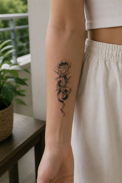 Yılanlı Gül Mini Geçici Dövme Tattoo
