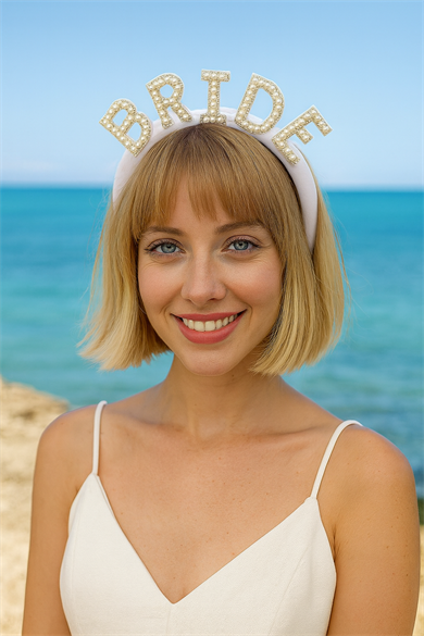 Beyaz Renk Bride Yazılı Bekarlığa Veda Bride Tacı