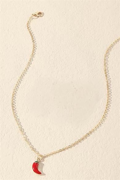 Altın Renk Biber Figürlü Çelik Şans Kolyesi