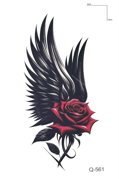 Gül Ve Kanat Mini Geçici Dövme Tattoo