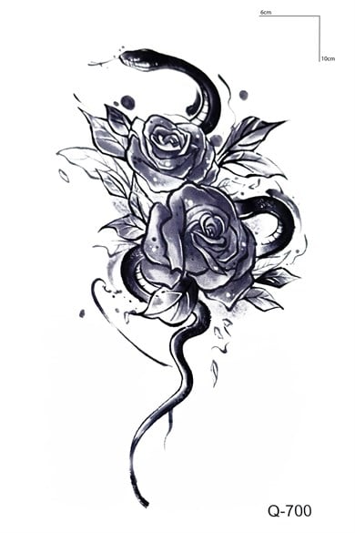 Yılan Ve Güllü Mini Geçici Dövme Tattoo