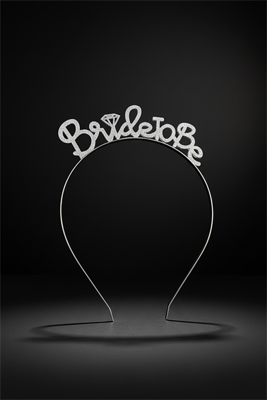 Gümüş Renk Bridetobe Yazılı Taç