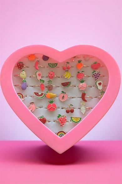 36lı Karışık Renk Karışık Figürlü Ayarlanabilir Çocuk Yüzük Set