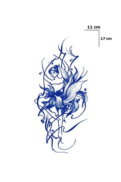 Balerin Kız Sonradan Kararan Yarı Kalıcı Geçici Dövme Tattoo