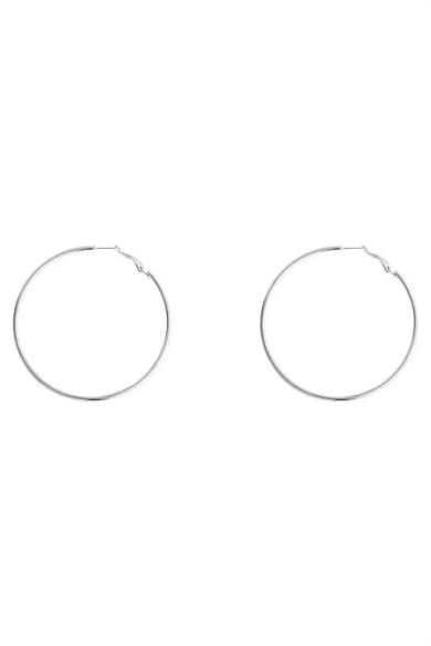 Gümüş Renk 70MM Çelik Halka Küpe (Çift)