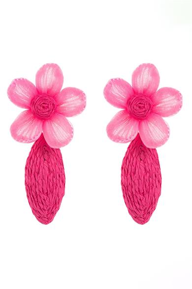 Pembe Renk Çiçek Figürlü Küpe (Çift)