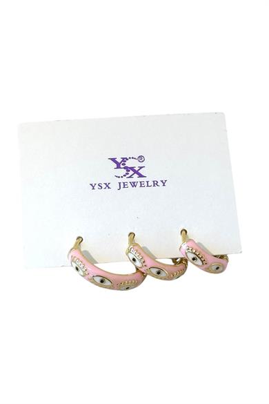 Altın Renk Göz Figürlü 3lü YSX Küpe Set