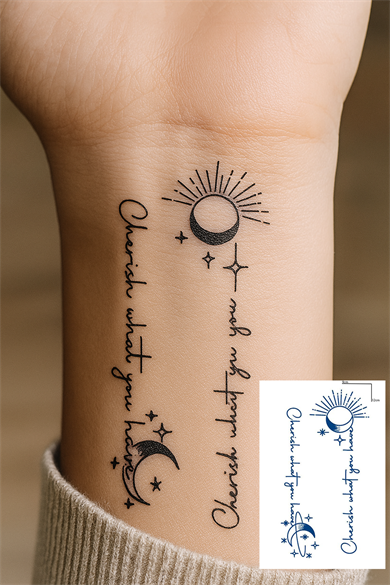 Karışık Figürlü 12 Saat Sonra Kararan Geçici Mini Dövme Tattoo