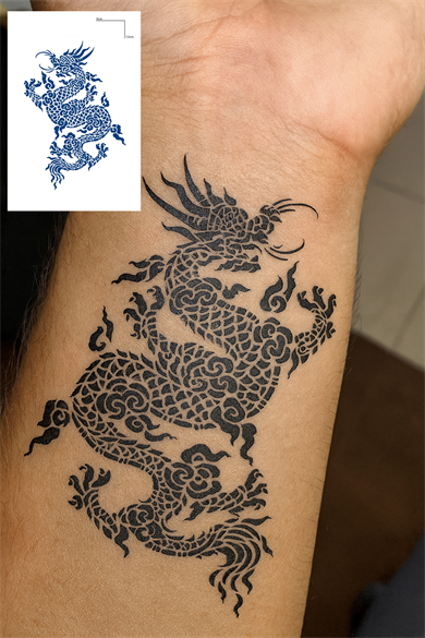 Ejderha Figürlü 12 Saat Sonra Kararan Geçici Dövme Tattoo