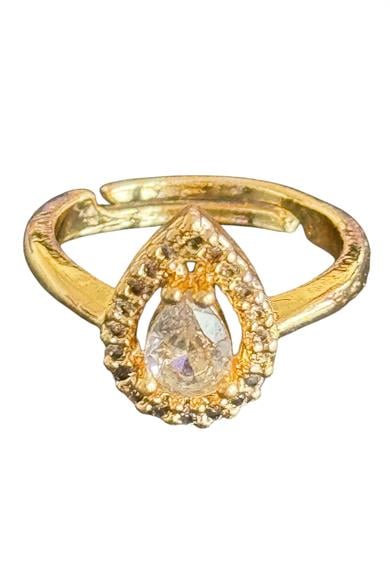 Altın Renk Taş Detaylı Ayarlanabilir Yüzük