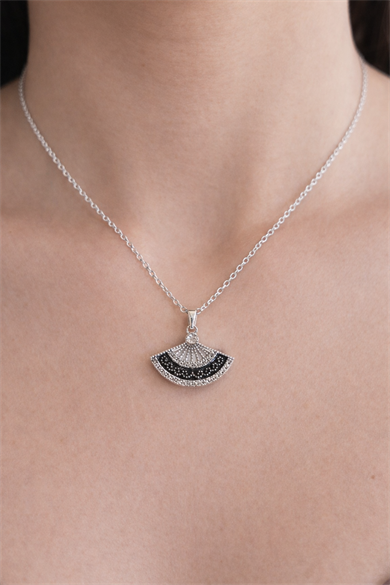 Gümüş Renk Yelpaze Figürlü Çelik Kolye