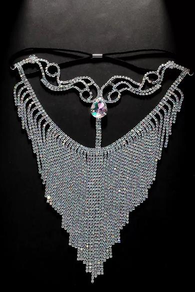 Gümüş Renk Hologram Taş Detaylı Dansöz Maskesi