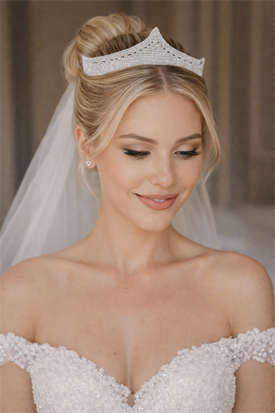 Zirkon Taşlı Gelin/Kına/Nişan/Söz Tasarım Taç