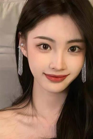 Gümüş Renk Yıldız Figürlü Sallantılı Kulak Aksesuarı (Tek)