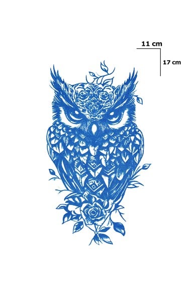 Baykuş Sonradan Kararan Yarı Kalıcı Geçici Dövme Tattoo