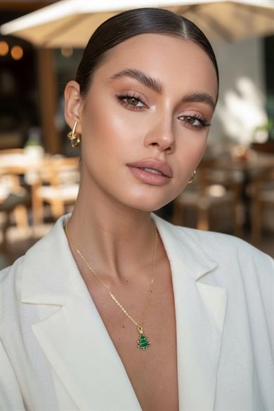 Altın Renk Çam Ağacı Figürlü Çelik Yılbaşı Ağacı