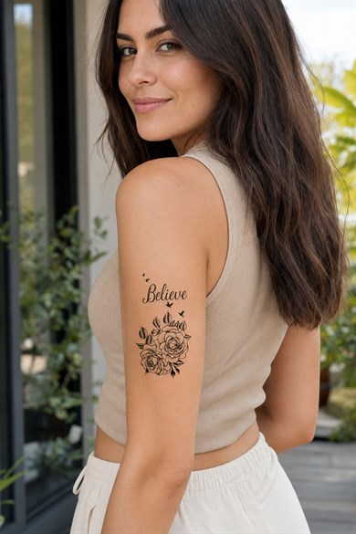 Geçici El Üstü Gül Dövme Tattoo